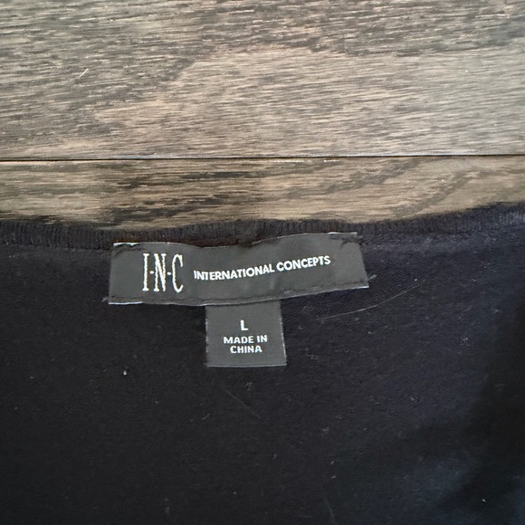 INC International Concepts Black Animal Print Burnout Velvet Arm Wrap Sweater - Picture 2 of 3